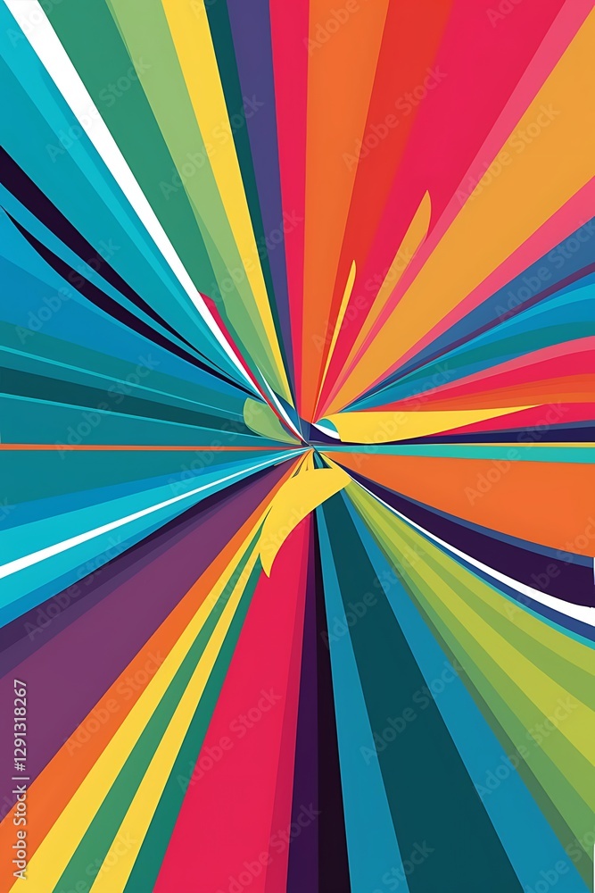 Poster modern design horizontal poster with bright colorful abstract geometric elements and curve lines fla