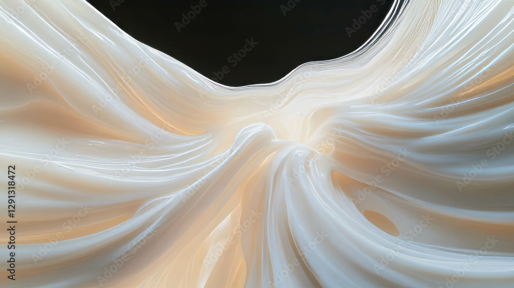 Poster fluid cream swirl background with central emanation for design and art projects