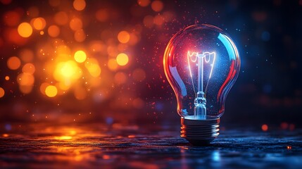 Entrepreneurial vision, bold creative energy radiating from a bright light bulb, futuristic vector illustration