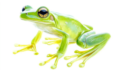 Obraz premium Watercolor green frog clipart, on a white background