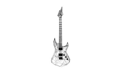 Obraz premium Electric guitar low poly technology background with abstract polygonal digital design