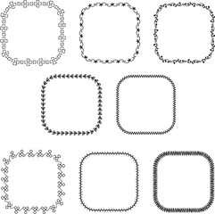 hand drawn black embroidery stitch vector square frames