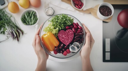 Hypertension patient following a healthy recipe in a stylish kitchen. Featuring nutrition and wellness