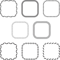 hand drawn embroidery stitch black vector square frames