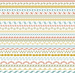 Hand Drawn Embroidery Stitch Borders