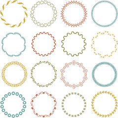 hand drawn embroidery stitch vintage vector circle frames