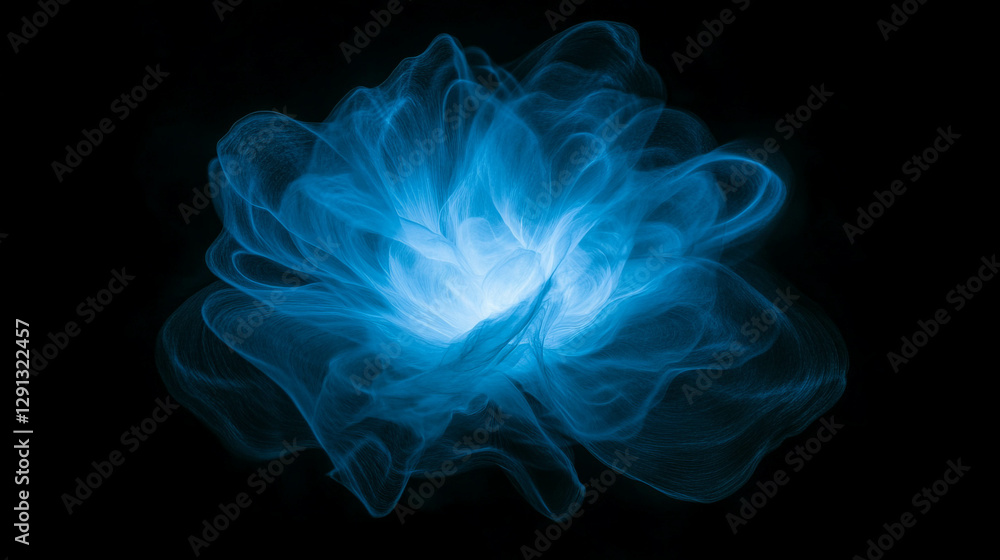 Aufkleber Mysterious deep blue light emanating from center with abstract glow for tech design