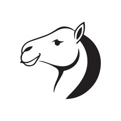 Obraz premium Camel Head Logo Design Silhouette Vector Illustration On a White Background