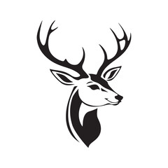 Deer Head Logo Design Silhouette Vector Illustration On a White Background
