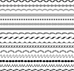 hand drawn embroidery stitched black vector borders.