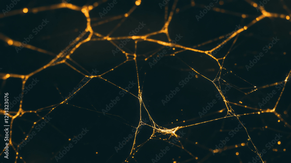 Poster delicate golden spiderweb threads background for elegant design inspiration