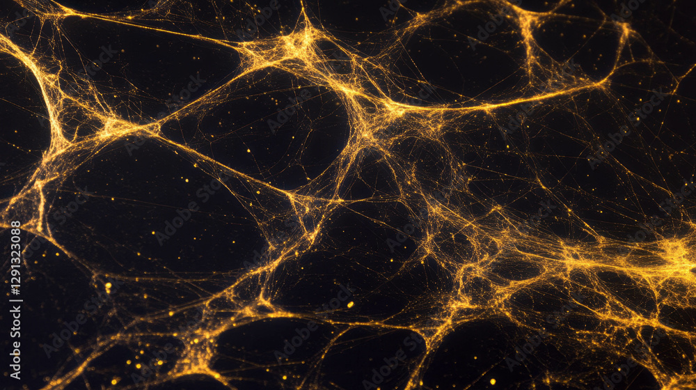 Aufkleber Intricate golden spiderweb pattern against dark background for elegant design