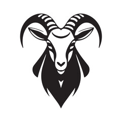 Goat Head Logo Design Silhouette Vector Illustration On a White Background