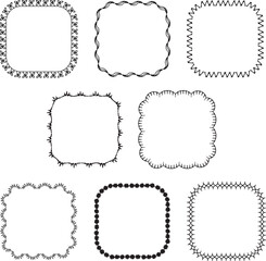hand drawn embroidery stitched black vector square frames