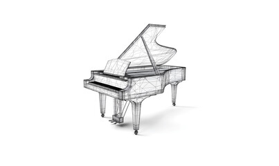 Piano low poly technology background with abstract polygonal digital design