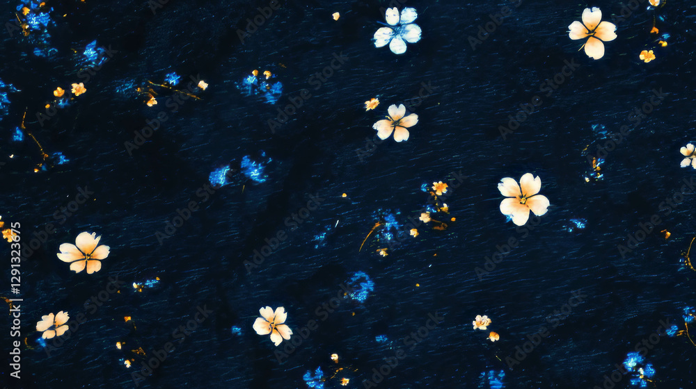 Poster denim texture with subtle floral pattern for creative design projects