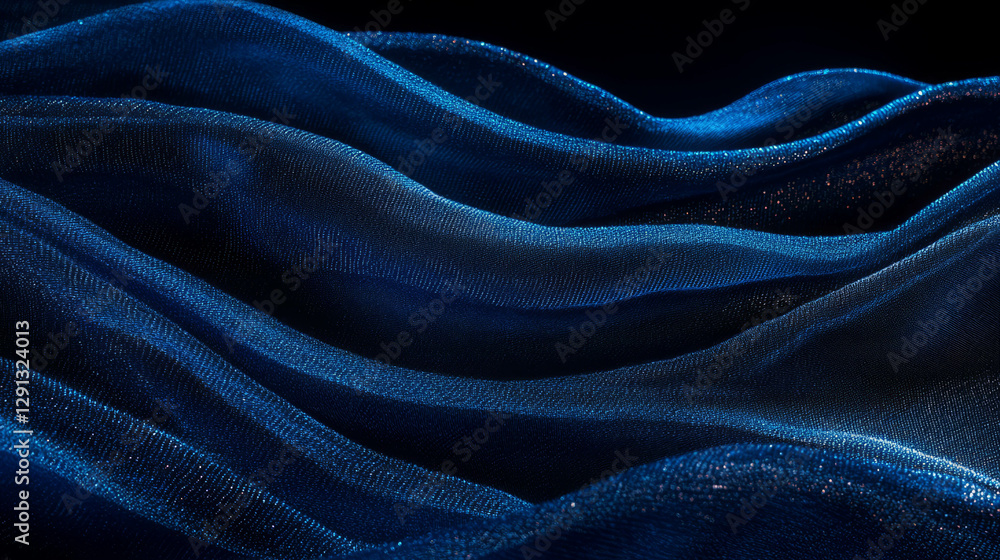 Poster Denim fabric waves with visible warp and weft threads - textile texture for design