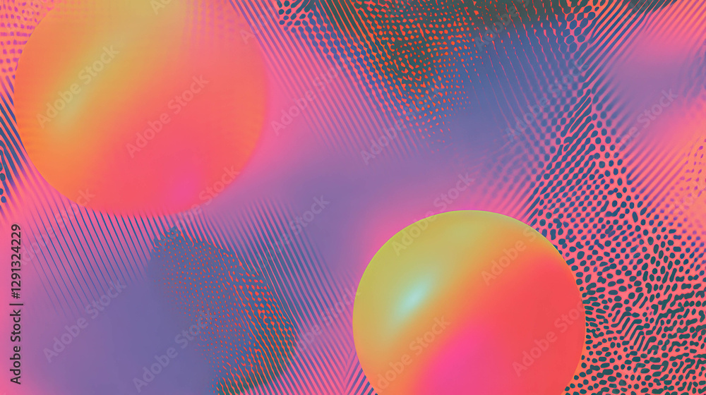 Poster Vibrant digital art background with geometric patterns and abstract shapes for creative design