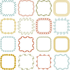 hand drawn vintage colors embroidery stitch vector square frames