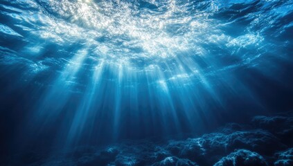 Underwater Sunlight Beams Through Ocean Depths (1)