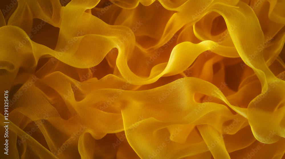 Poster creative abstract background with flowing yellow fabric shapes