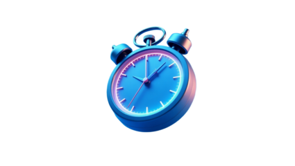 Sleek 3D Alarm Clock Illustration with Neon Lighting Accents