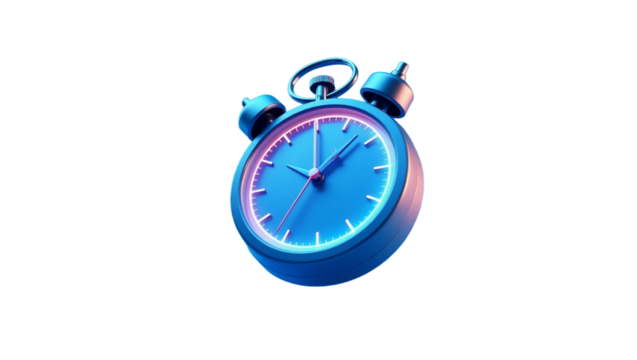 Sleek 3D Alarm Clock Illustration with Neon Lighting Accents