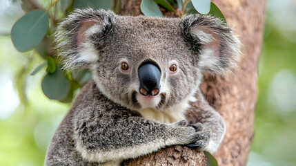 Obraz premium Koala resting on eucalyptus tree, Australian wildlife