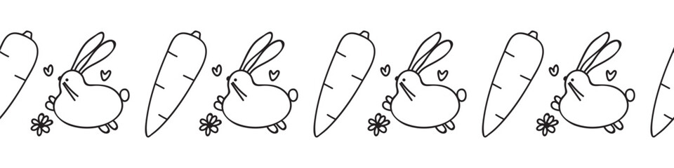 Easter decorative border with bunnies