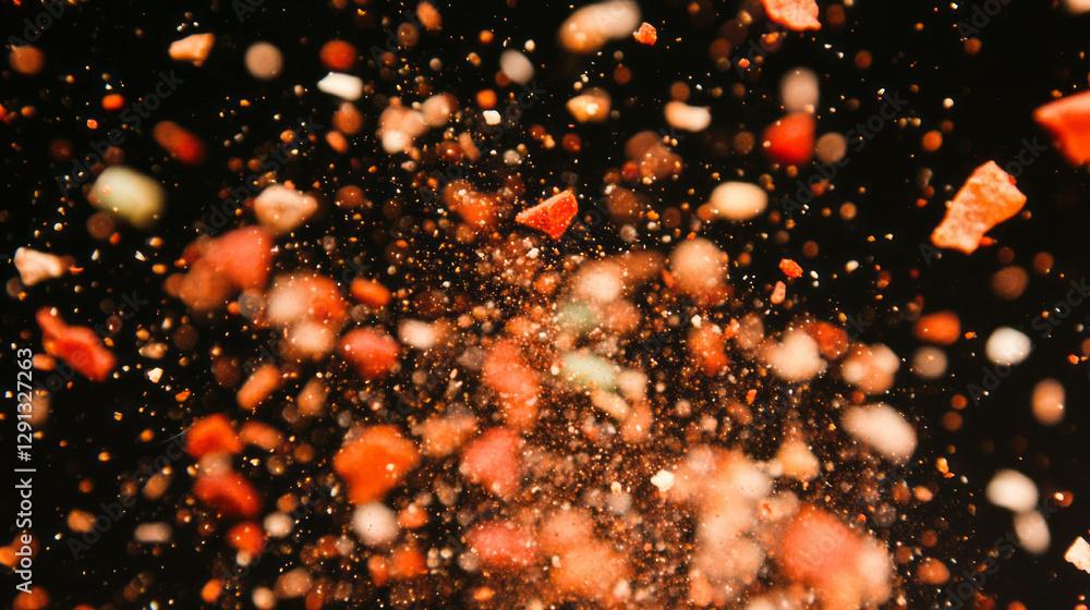 Aufkleber multicolored spice mix floating against a black background for culinary designs