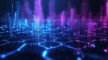 Futuristic digitally rendered data visualization of modern technological advancements