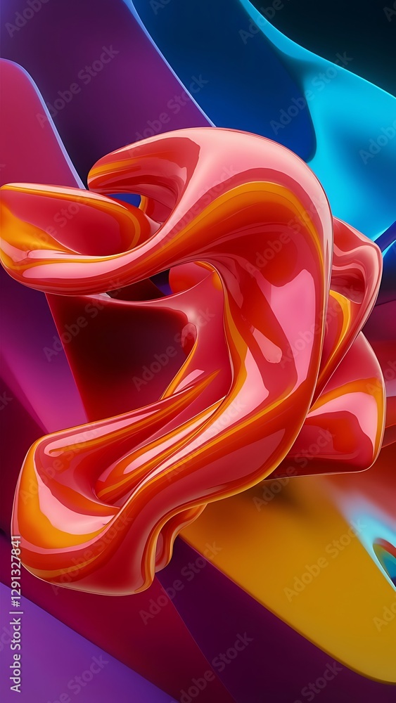 Poster abstract 3d cover with bright gradient abstract liquid fluid color shape vibrant gradient modern gra