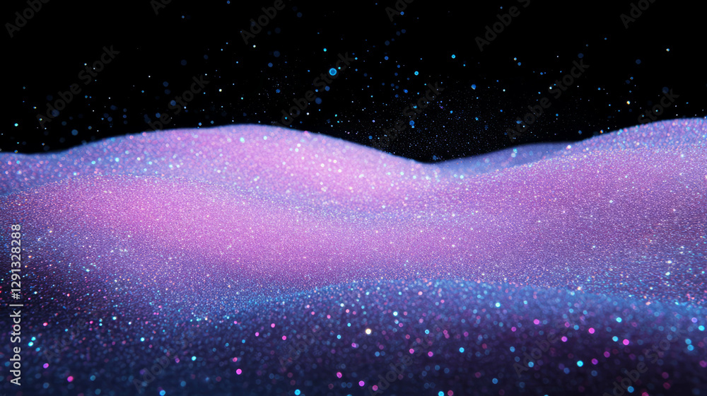 Poster mesmerizing cosmic sandscape with iridescent glitter for abstract design