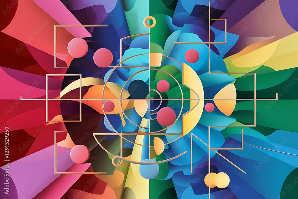 Poster colorful abstract background using minimal geometry as an element