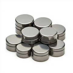 Rare earth minerals industry. Elements mining energy. Clip art. Strong industrial neodymium magnet stack in clip form.