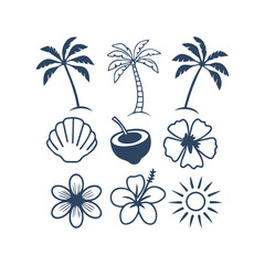 Beach Vibes Doodle Collection – Summer Elements in Vector Silhouette Style