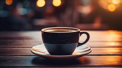 Obraz premium A photo of an empty black coffee cup in soft light.