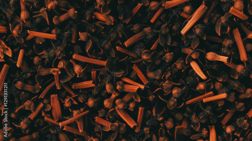 Poster aromatic falling cloves pattern for spice and culinary design