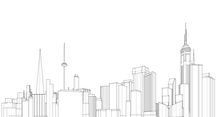 modern city panorama 3d illustration	
