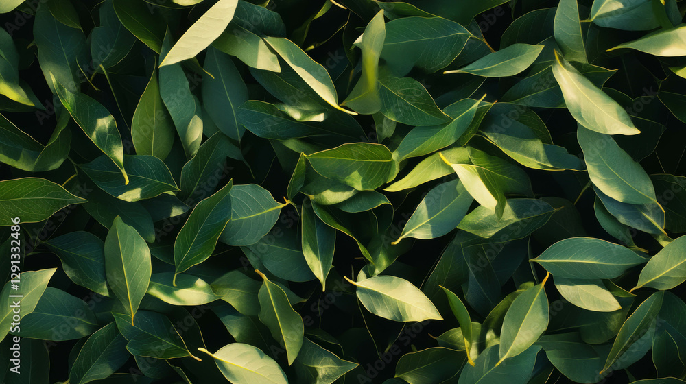 Aufkleber natural background of falling smooth green bay leaves for design use