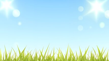 Fototapeta premium Bright Sunny Day with Lush Green Grass and Blue Sky