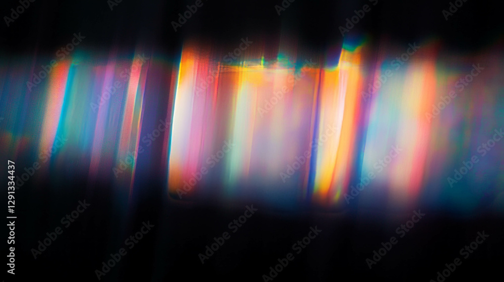 Poster abstract background with falling rainbow light rays and blur effect for creative design