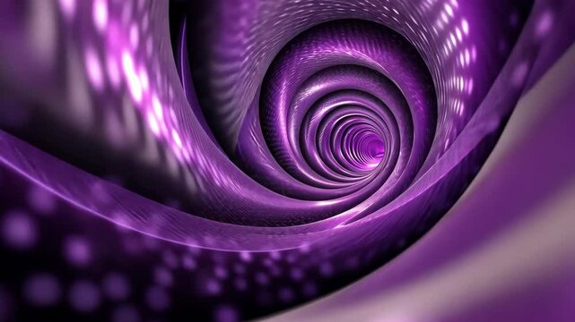 Explore a mesmerizing purple wormhole with shimmering lights and swirling patterns in an endless journey, 4th dimension wormhole purple 3d, seamless
