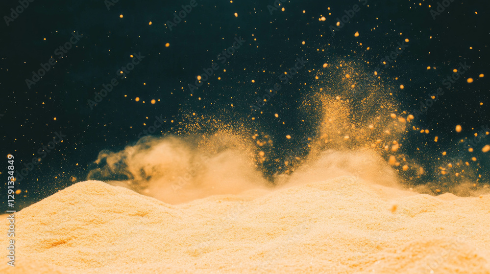 Poster mesmerizing sandfall against a dark textured background for abstract design