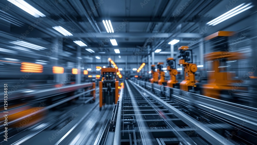 Poster automation technology transforms manufacturing processes with robotic arms in a modern factory setti
