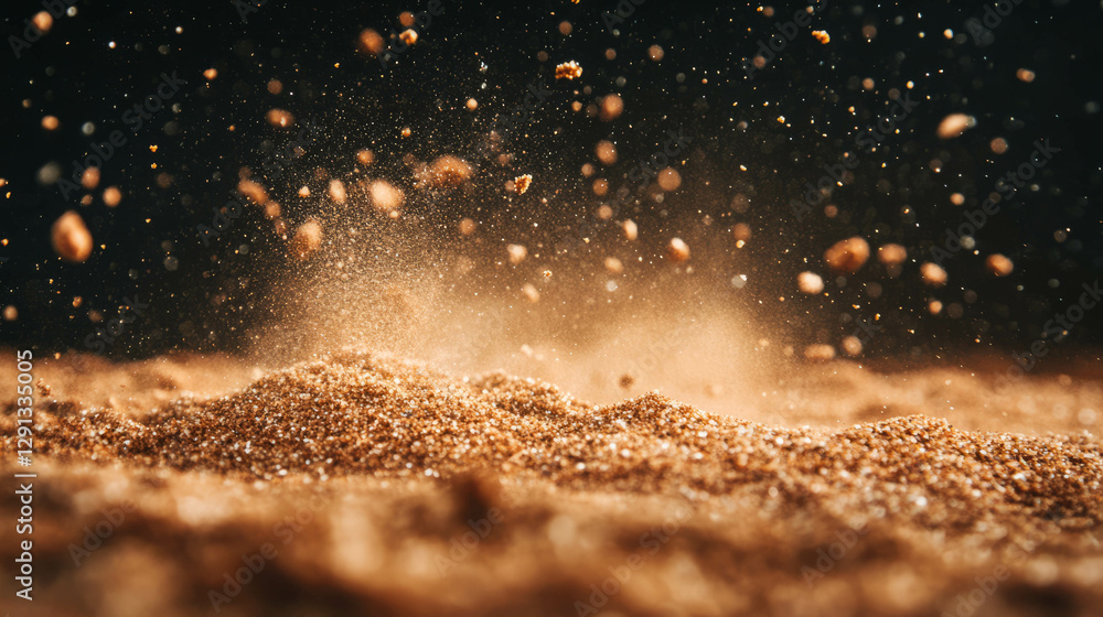 Aufkleber Macro view of falling sand particles in motion for texture and background design