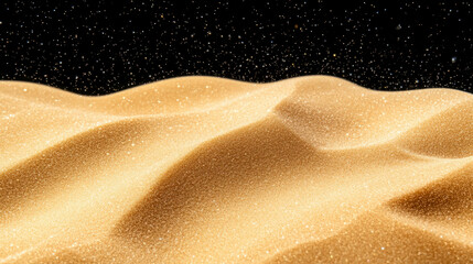 Golden sand dunes close up with falling particles for natural texture design