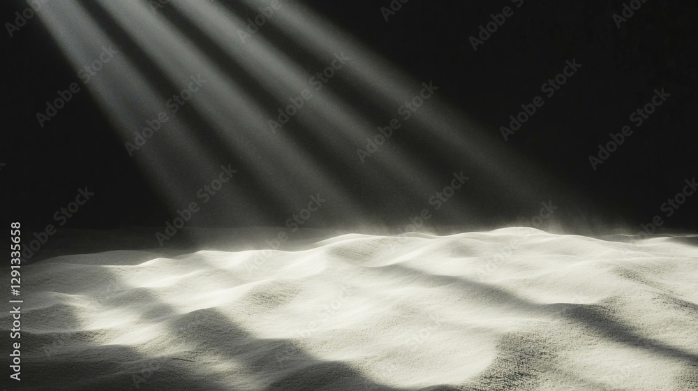 Aufkleber illuminated sandfall with dramatic lighting and shadows in minimalist setting