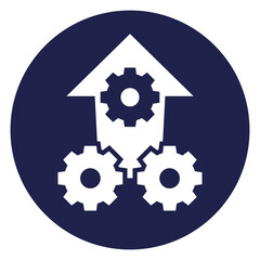 Operational excellence, efficient production white icon