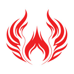 Stylized Fire and Wings Logo Design.